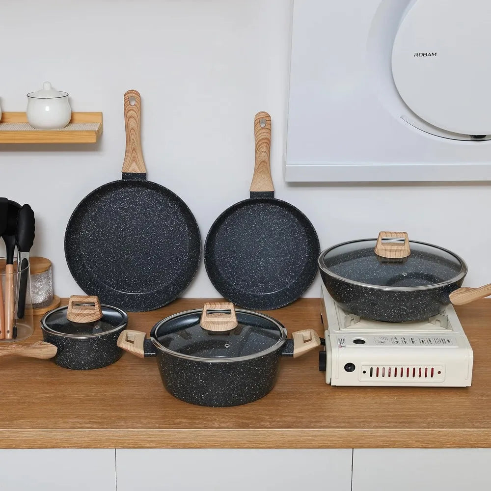 US Ceramic Nonstick Cookware Set Pots And Pans Kitchen