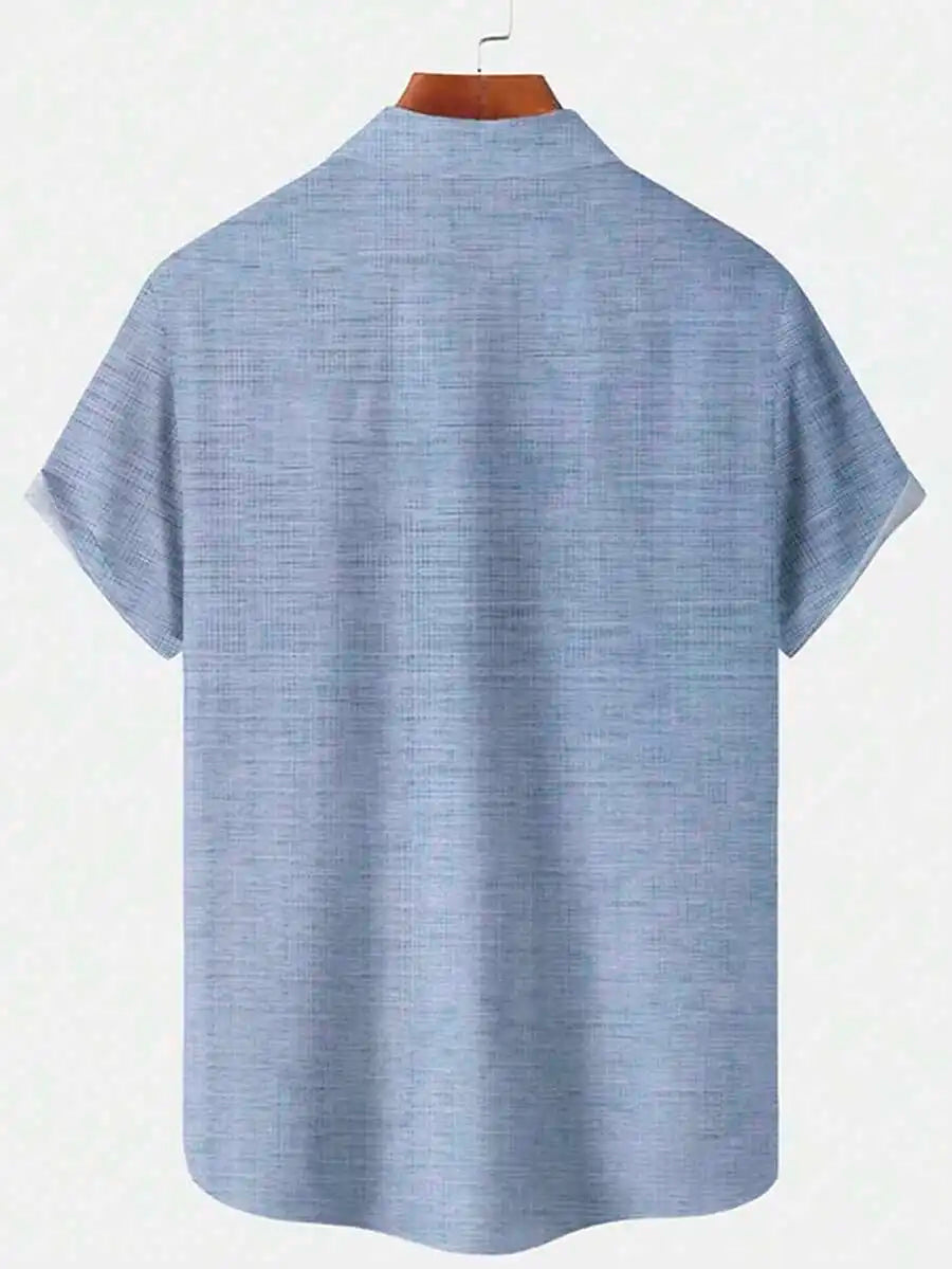 Men's Lightweight Striped Button Down Short Sleeve Casual Shirt