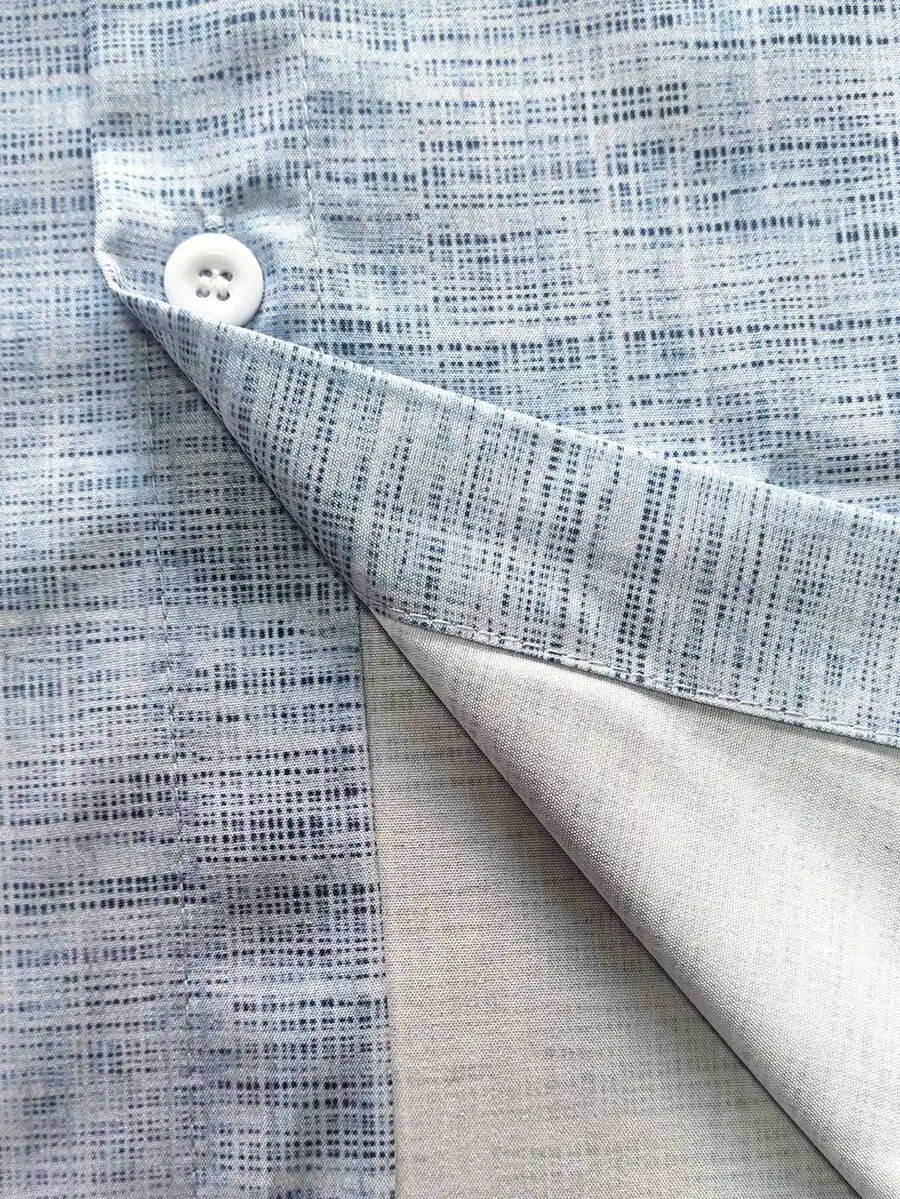 Men's Lightweight Striped Button Down Short Sleeve Casual Shirt