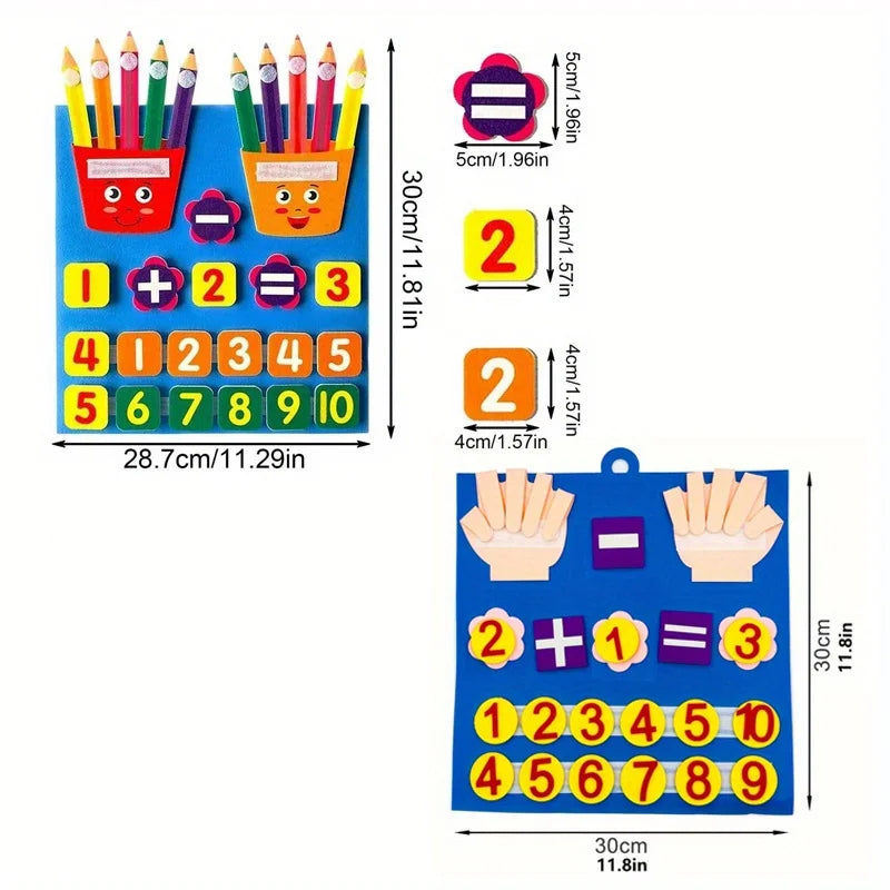 Kids Pencil Shape Felt Finger Numbers Math Toys For Learning