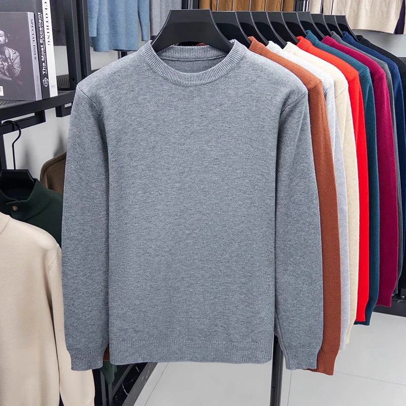 Men's Casual Knit Sweater Round Neck Diamond Pattern