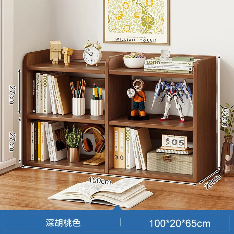 Three Tier Wood Bookcase Storage Shelf for Home Office Desk