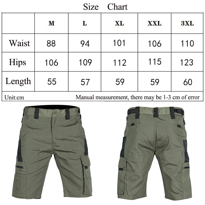 Summer Tactical Shorts For Men Quick Dry Cargo MultiPocket Waterproof