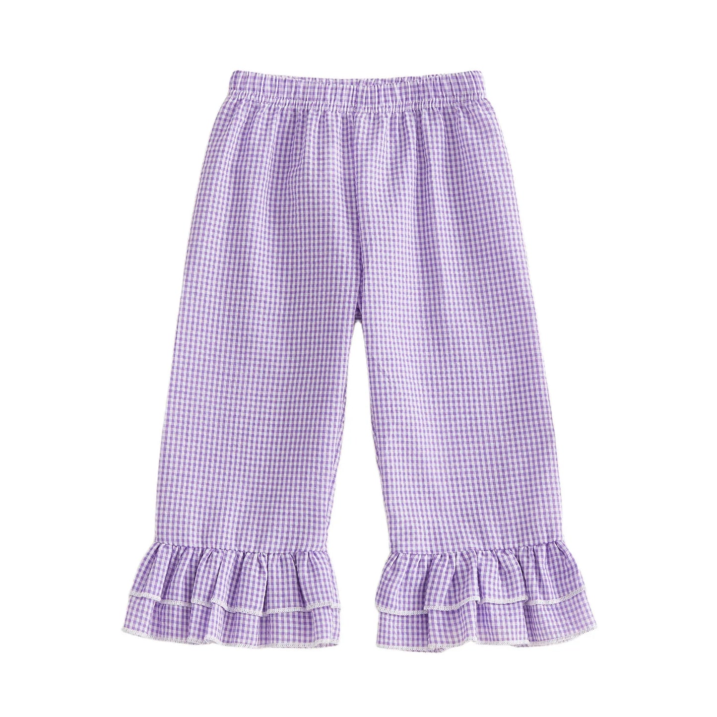 Pudcoco Toddler Girls Plaid Elastic Waist Flare Pants For Kids