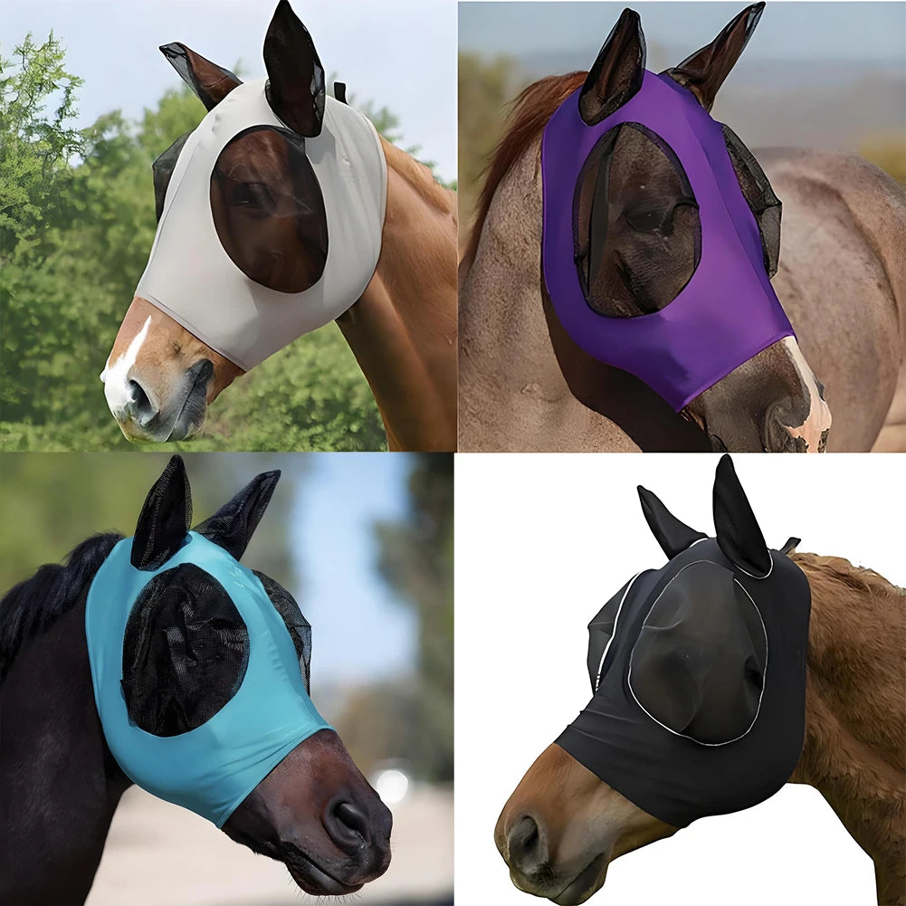 Anti Mosquito Mask For Horse Riding Equestrian Breathable Mesh Hood