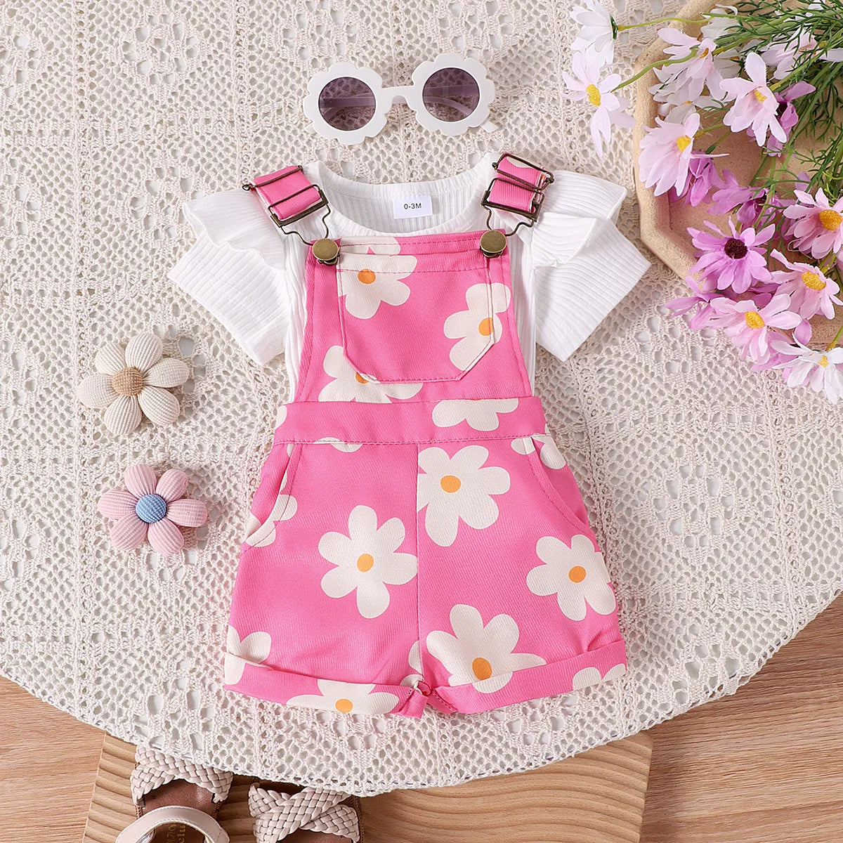 Prowow Toddler Two-Piece Suspender Overalls Set For Baby Girls