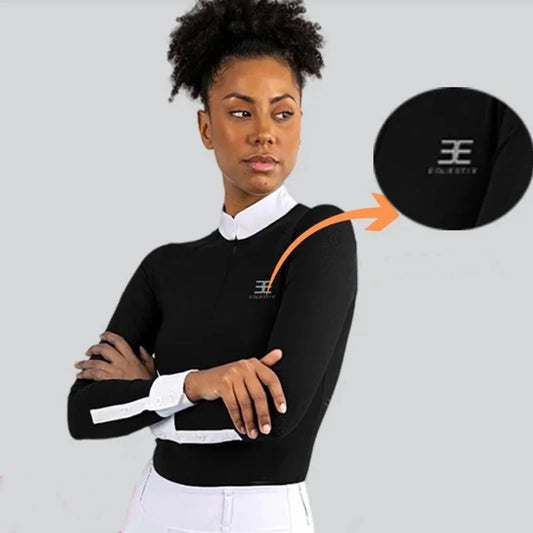 Zipper Equestrian Women's Long Sleeve Sports Top For Horse Riding