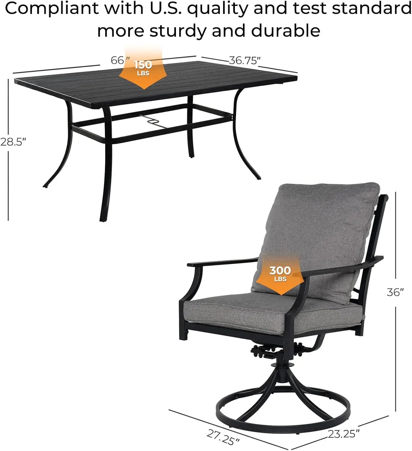 Grand Patio 7-Piece Outdoor Dining Set for Six Swivel Chairs