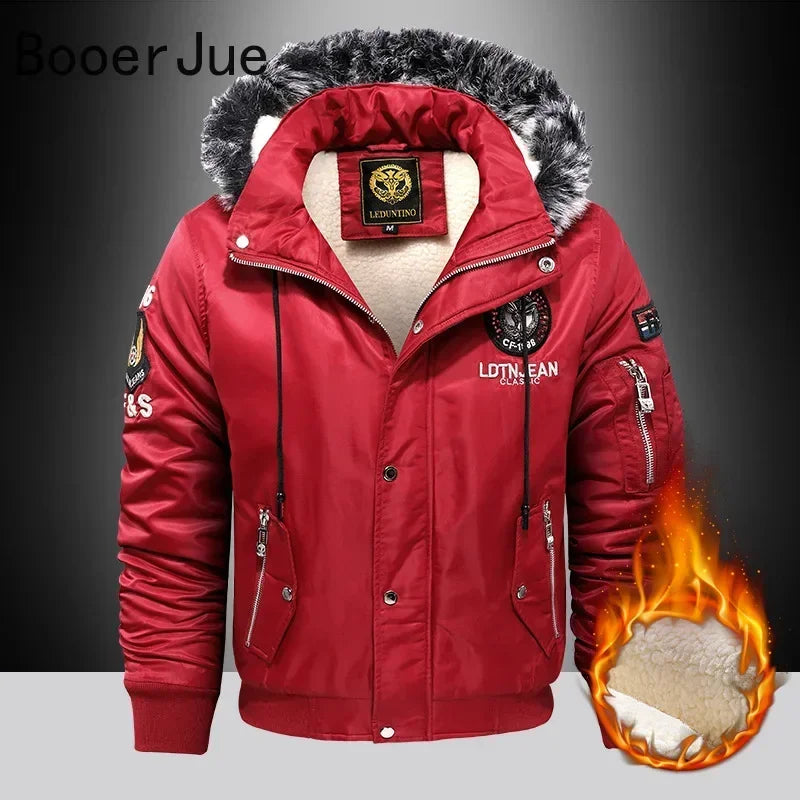Men's Padded Parka Coat With Silk Filling And Hood