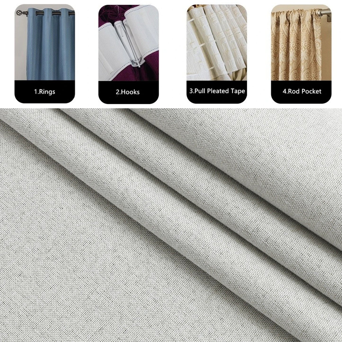 Custom Made Blackout Soundproof Faux Linen Curtains