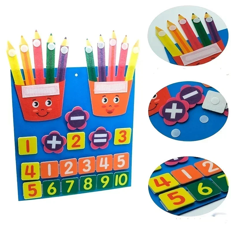 Kids Pencil Shape Felt Finger Numbers Math Toys For Learning