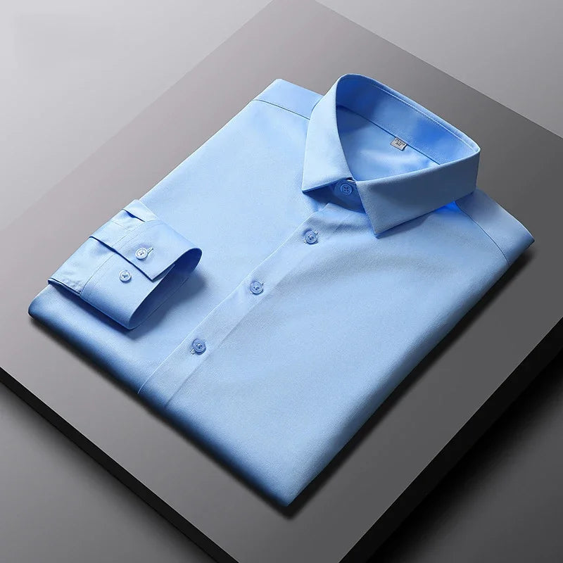 Men's Long Sleeve Non Iron Wrinkle Resistant Business Shirt