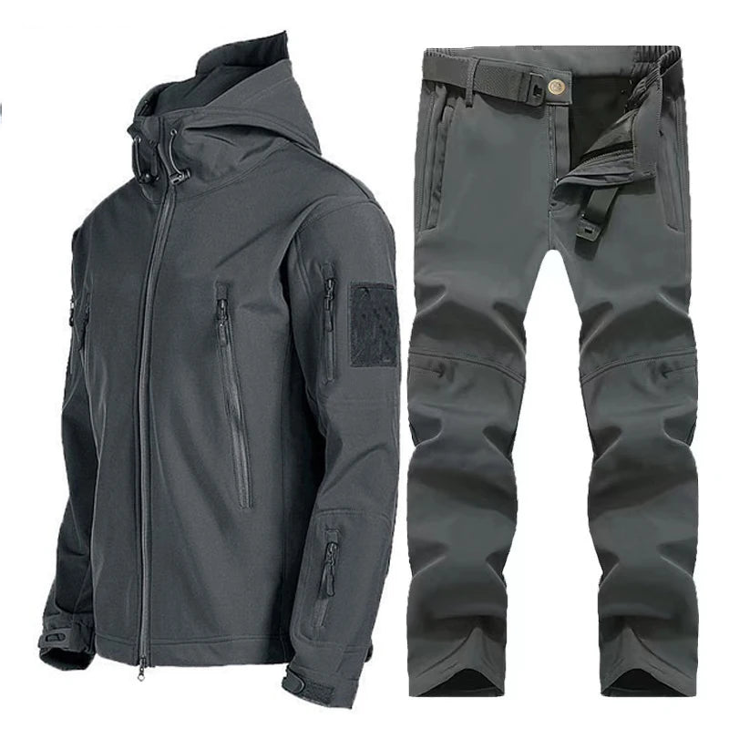 Mazerout Men Tactical Softshell Waterproof Fleece Jacket