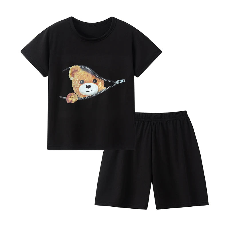Unisex Kids Summer Shorts Set Two Piece Outfit For Home And Outdoors