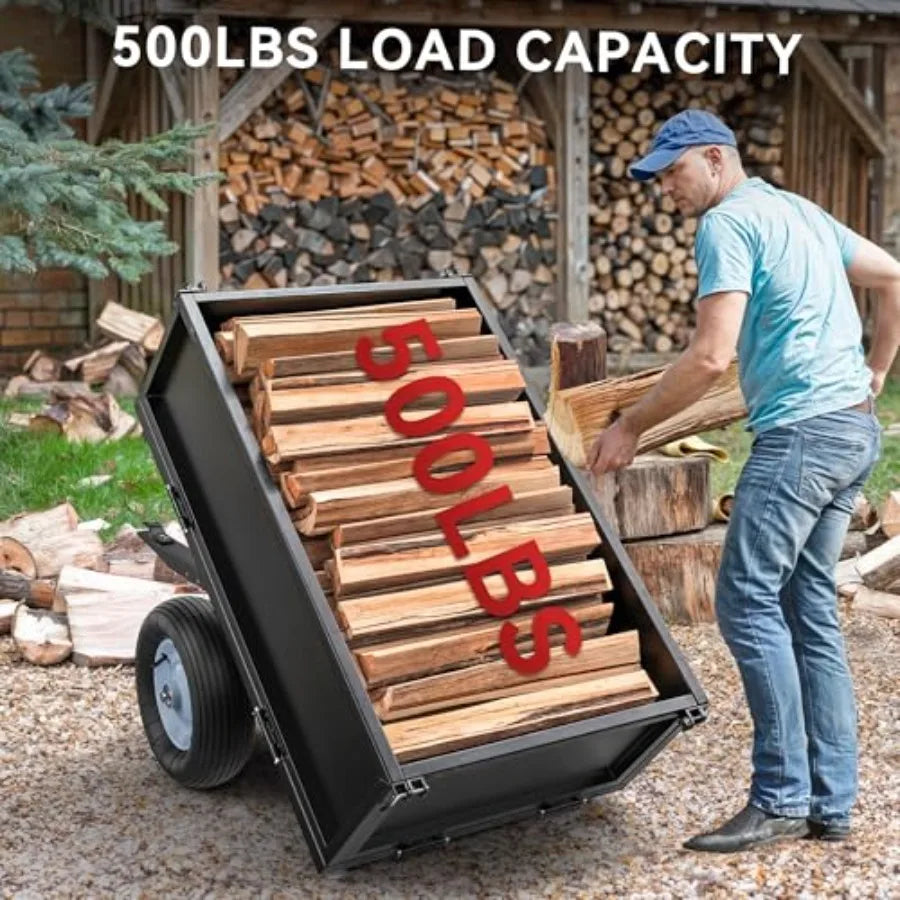 Heavy Duty Tow Behind Dump Cart For Lawn Tractors 500-Lb Capacity