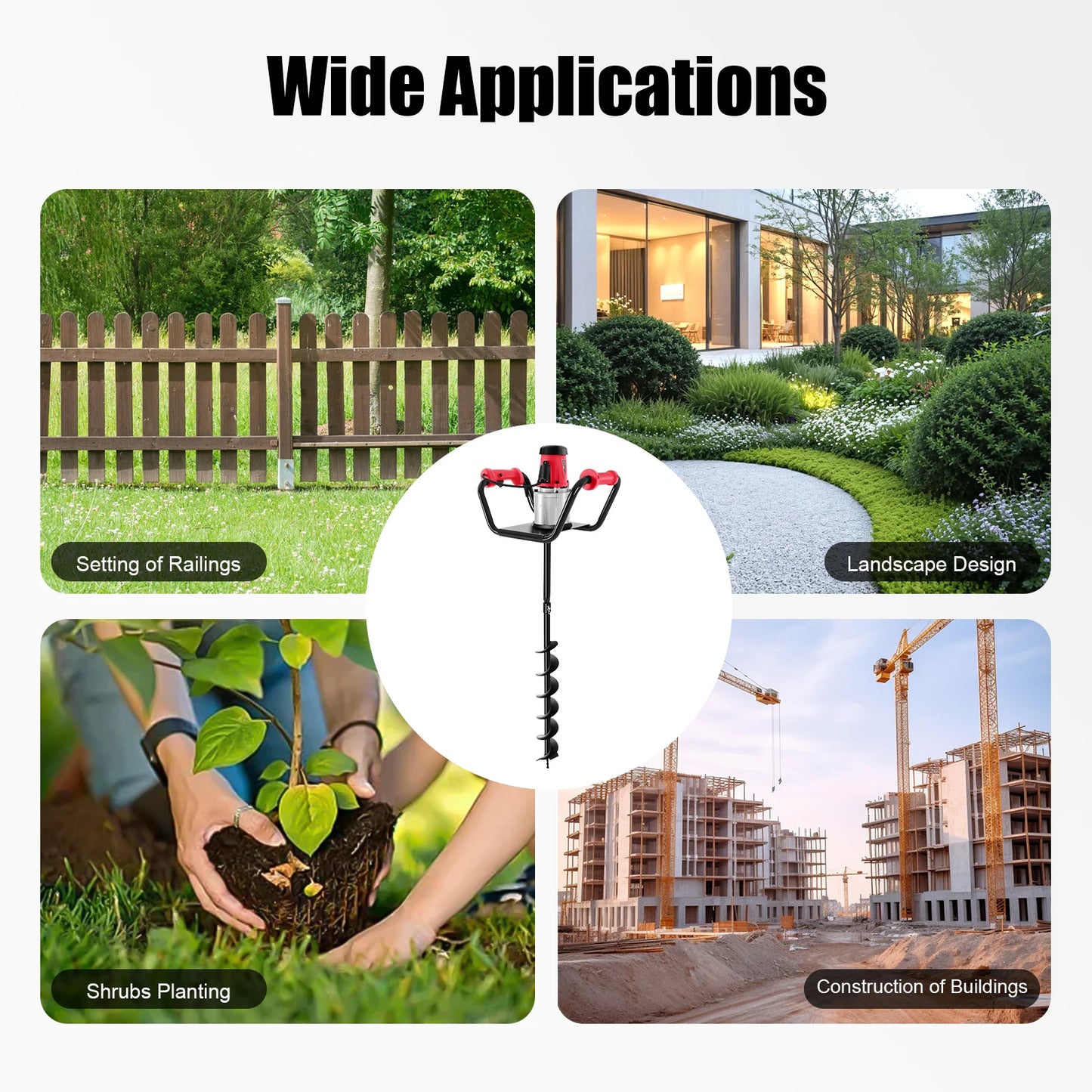 CNCEST 1500W Electric Post Hole Digger For Garden