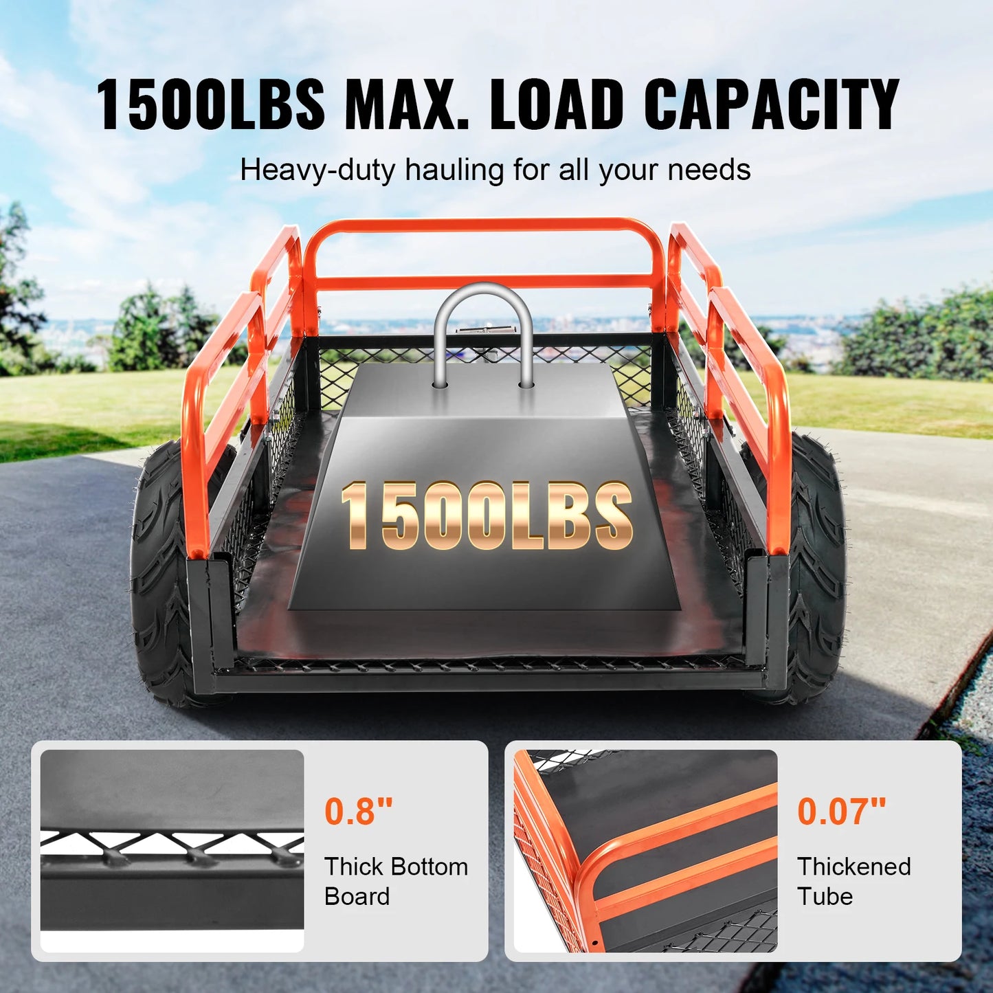 SucceBuy Heavy Duty Steel ATV Dump Trailer With Removable Sides