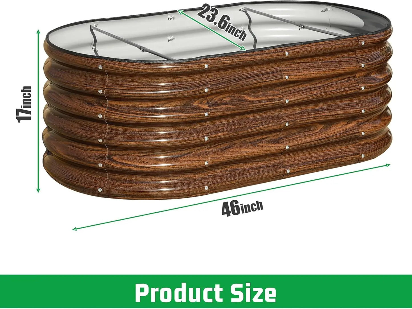 3-Piece Oval Raised Garden Bed Kit With Galvanized Planter
