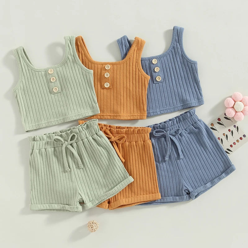 Lioraitiin Toddler 2 Piece Summer Outfit Set Vest Shorts