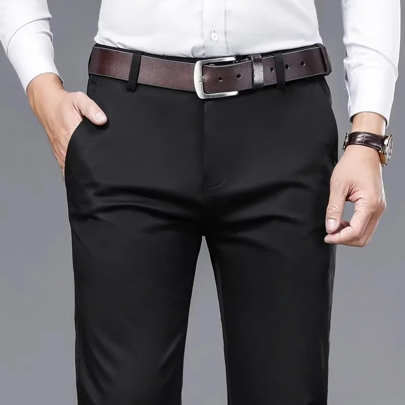 ICPANSCN Men High Waist Stretch Casual Pants Spring Summer