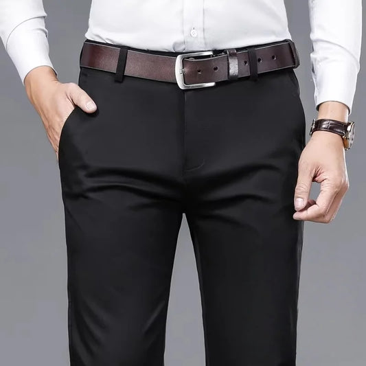 ICPANSCN Men High Waist Stretch Casual Pants Spring Summer