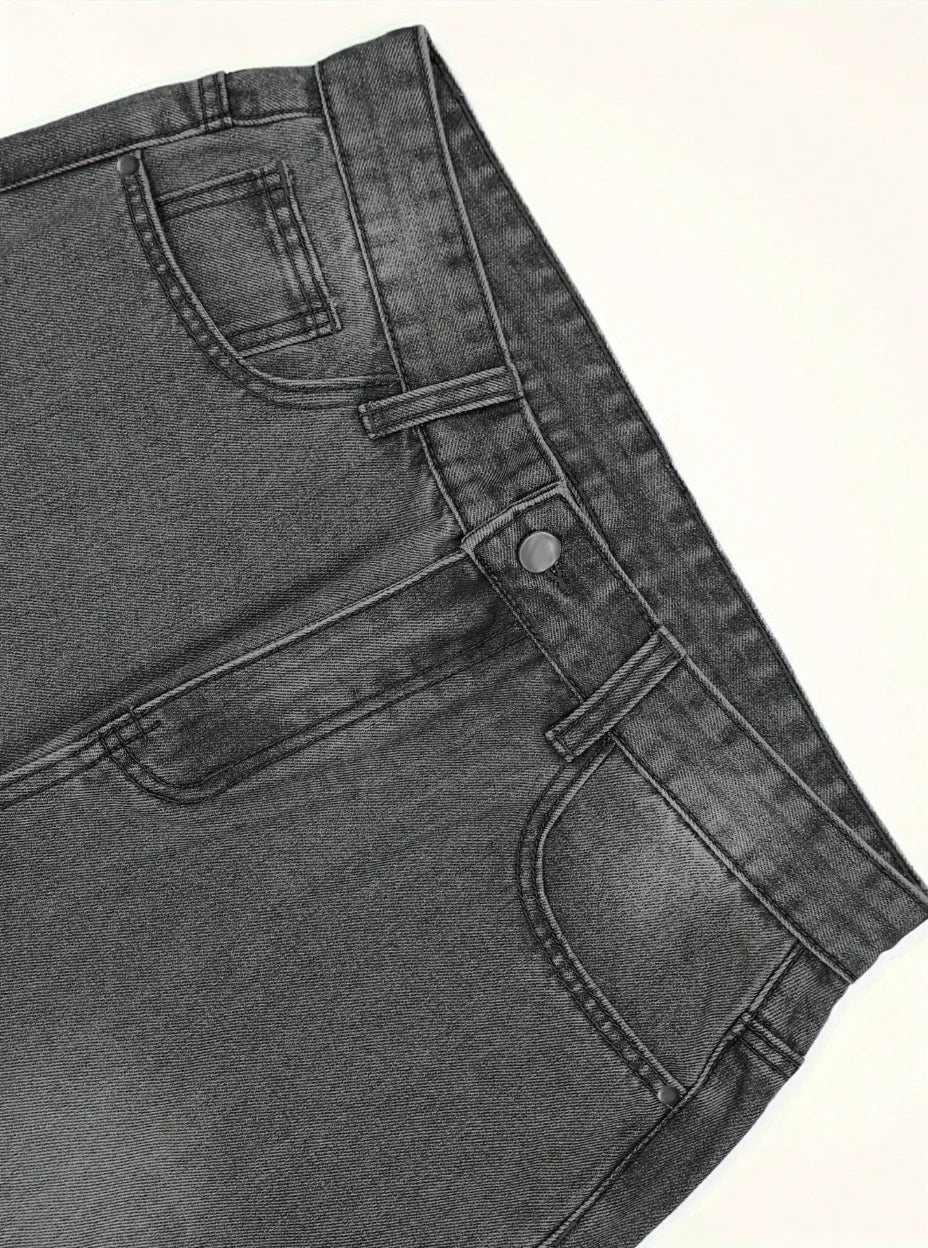 Men Anime Spring Casual Star Patched Jeans With Pockets
