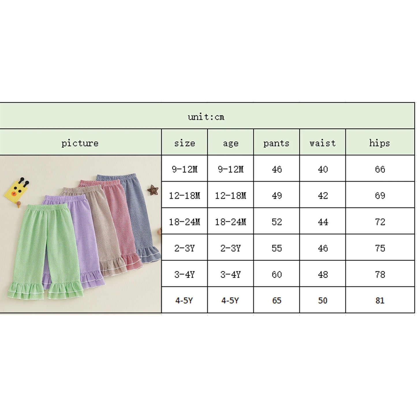 Pudcoco Toddler Girls Plaid Elastic Waist Flare Pants For Kids
