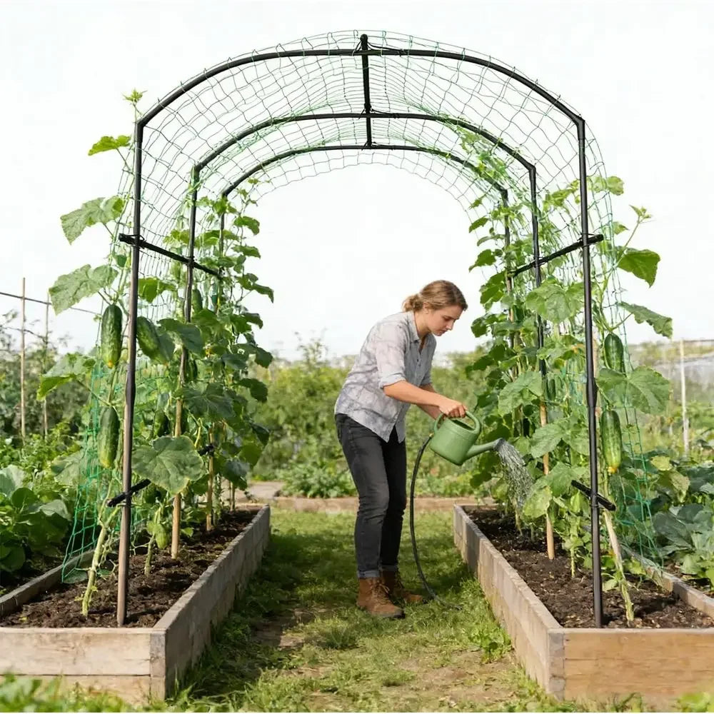 Outdoor Metal Arch Trellis, 87 x 71 x 75, Tall Garden Tunnel for Climbing Plants and Vines