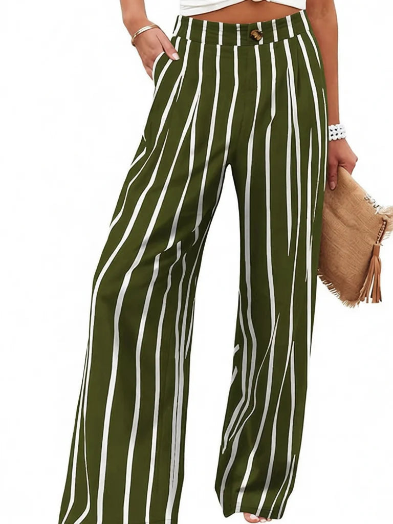 Others High Waist Wide Leg Pants For Women Summer Polyester