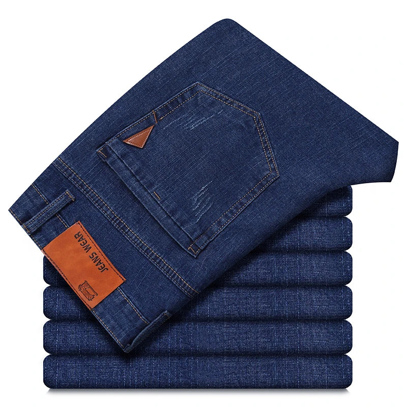 Men's Casual Straight Fit Stretch Denim Jeans For Everyday Work