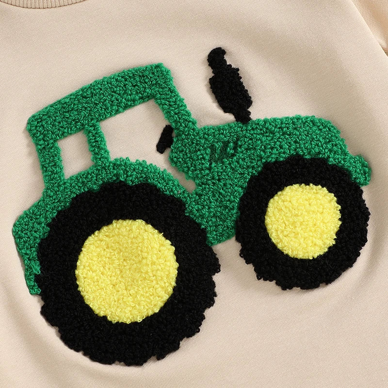 Lioraitiin Toddler Boys Summer Outfit Truck Embroidered Set
