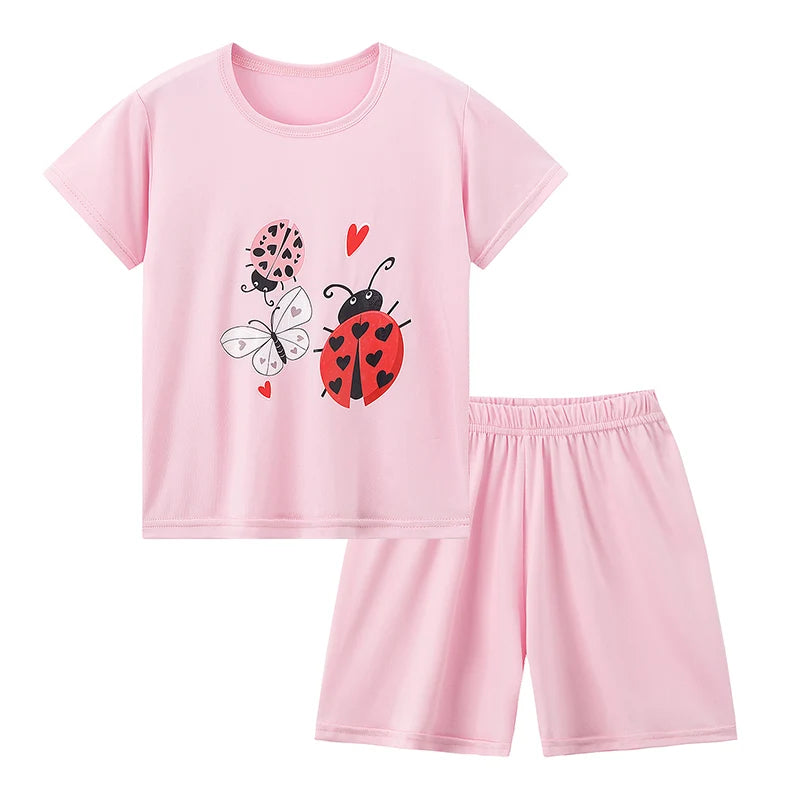 Unisex Kids Summer Shorts Set Two Piece Outfit For Home And Outdoors