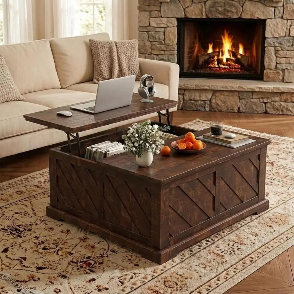 Lift Top Coffee Table With Storage And Hidden Compartment