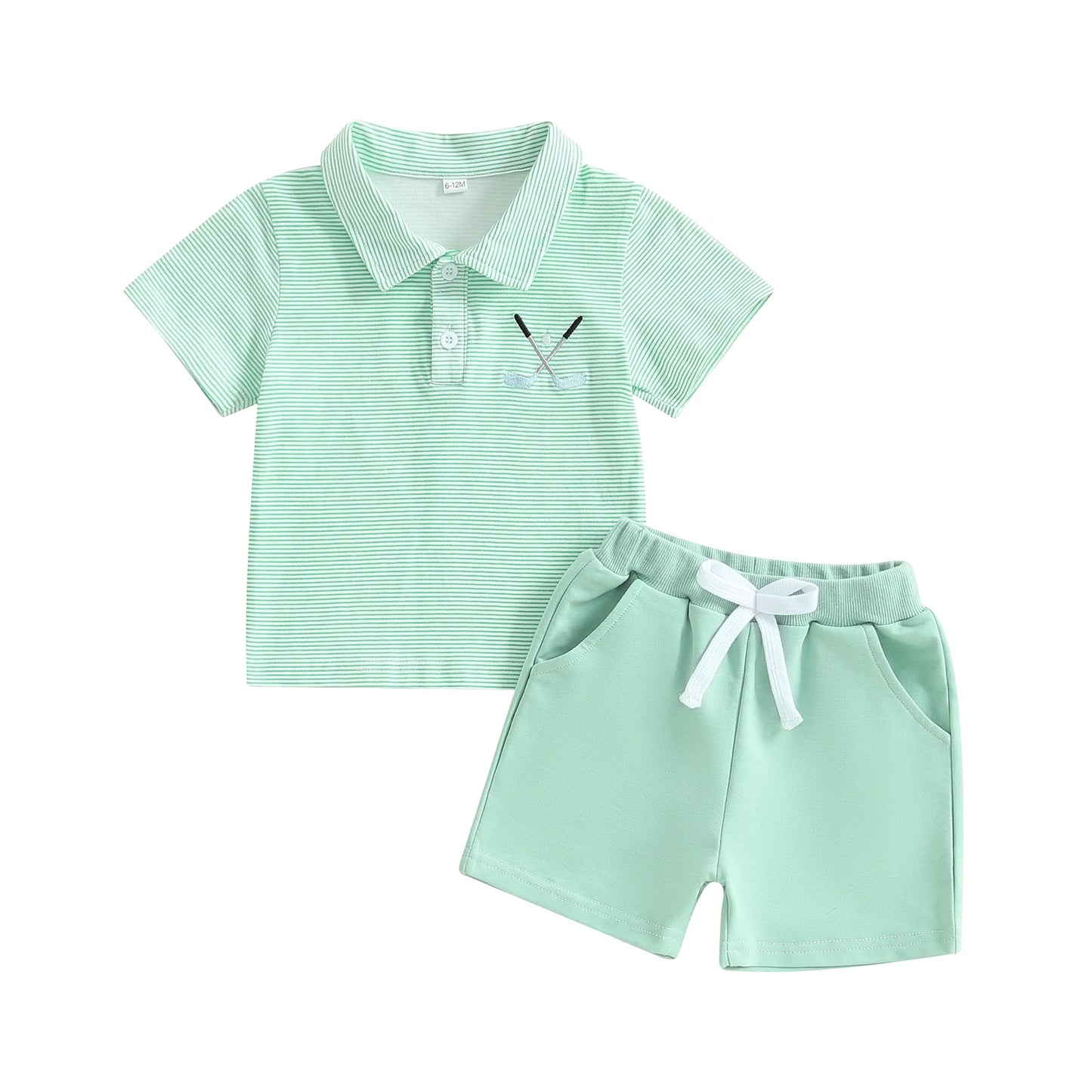 Emmababy Boys 2 Piece Set With Golf Club Embroidery
