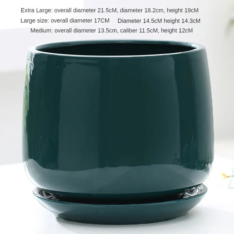 Ceramic Flowerpot Creative Large And Extra Large Flowerpot With Tray  Household Balcony Nordic Simple Flowerpot Home Decoration