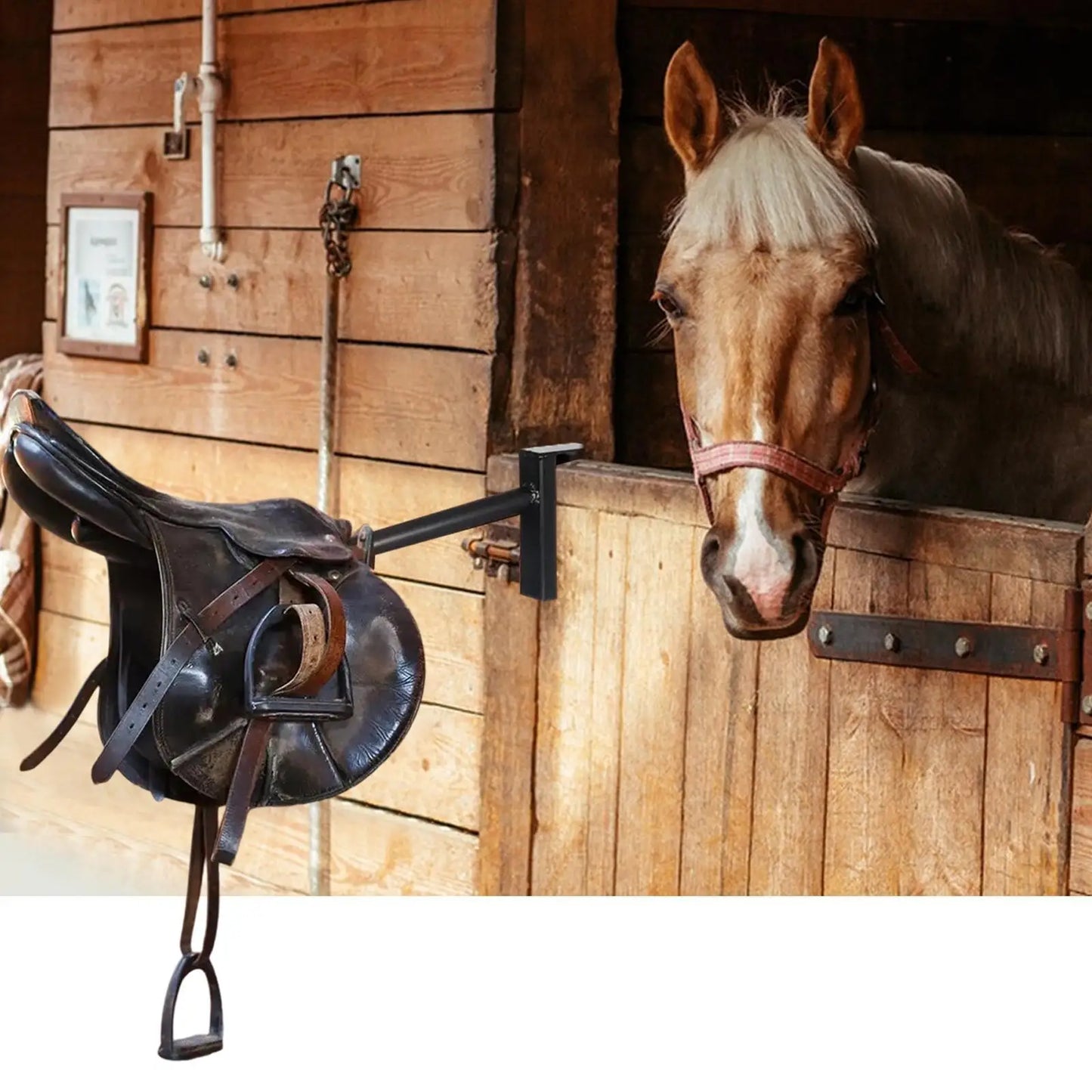 Horse Saddle Rack Stand Organizer Black Removable Equestrian Stable Organization Saddle Bar Hangs on Stall Walls or Doors