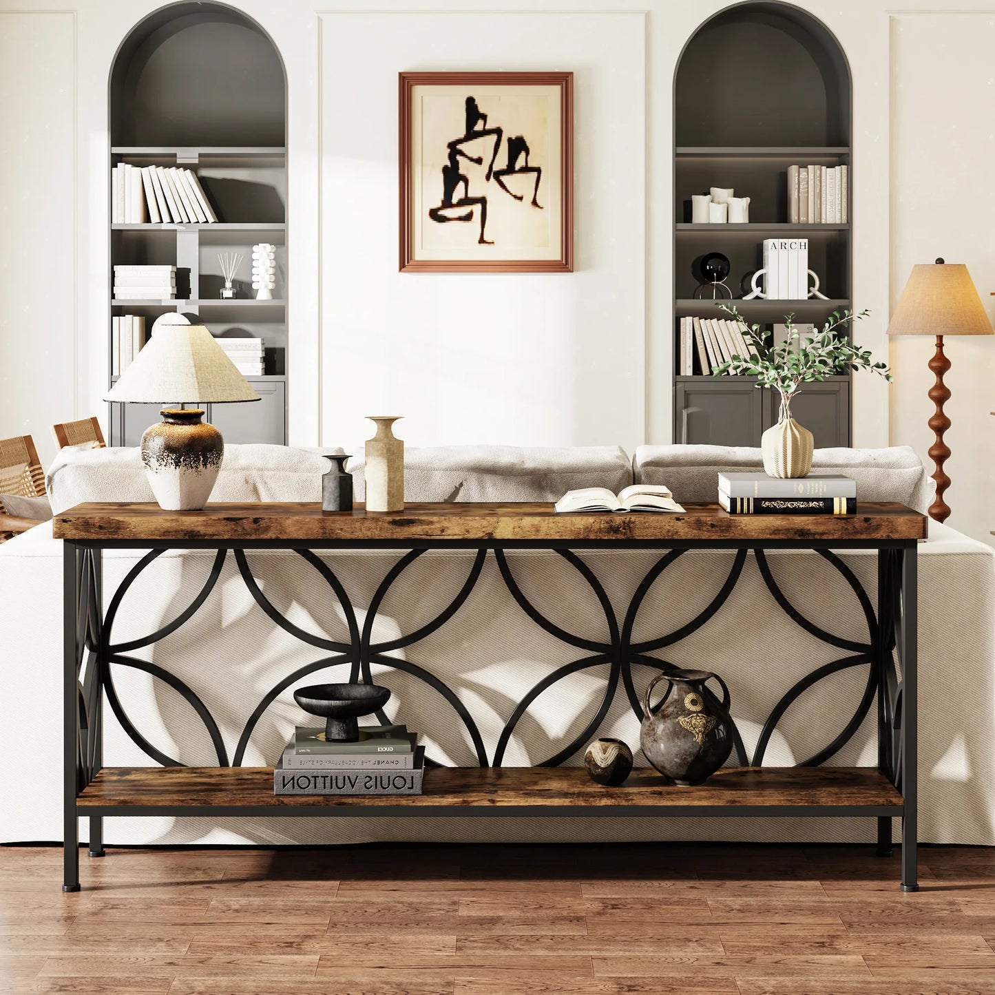 XMSJ Luxury American Console Table Vintage Style Hallway Sofa Table