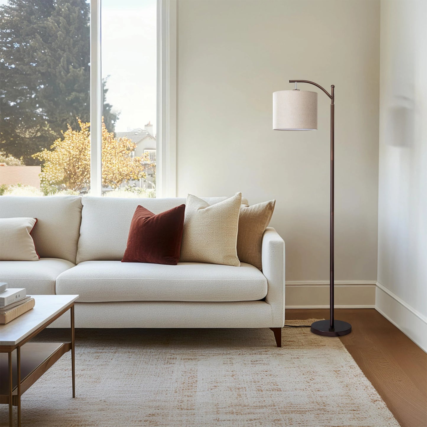 WADBTY LED Floor Lamp Mid-Century With Curved Shade Living Rooms