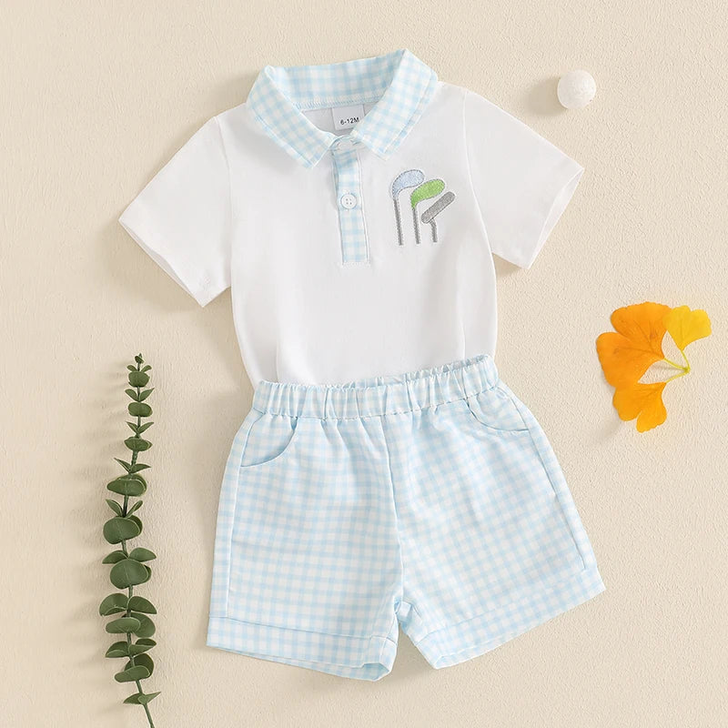 Emmababy Boys 2 Piece Set With Golf Club Embroidery
