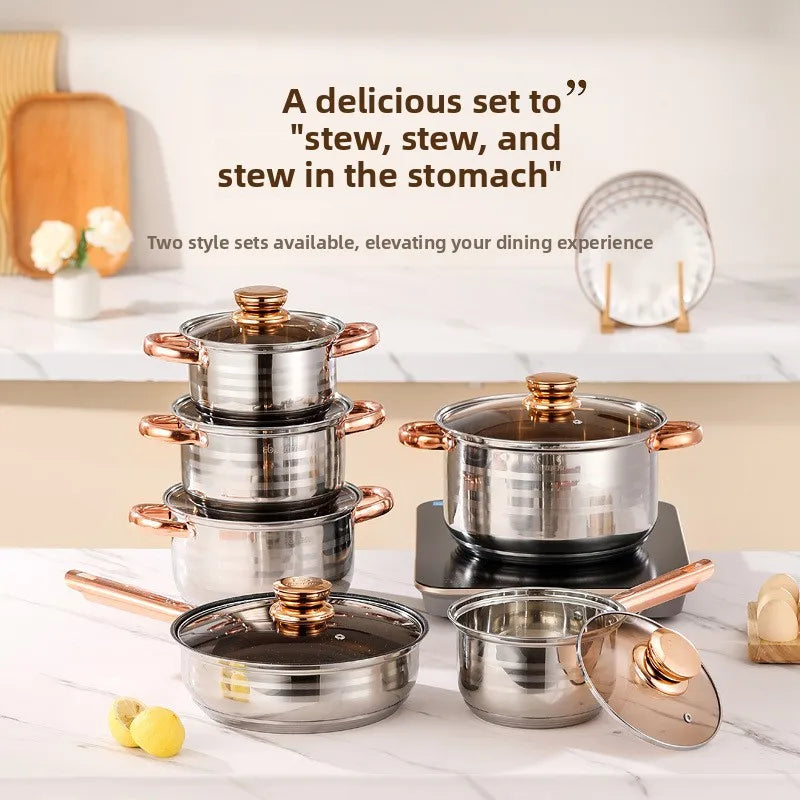 Stainless Steel Six Piece Milk Pot Set for Everyday Cooking