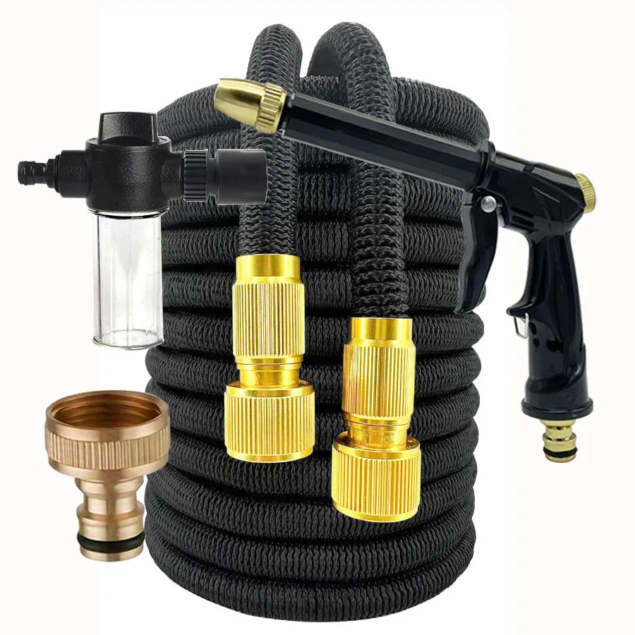 Expandable Garden Hose Reel With Metal Connector High Pressure TPE