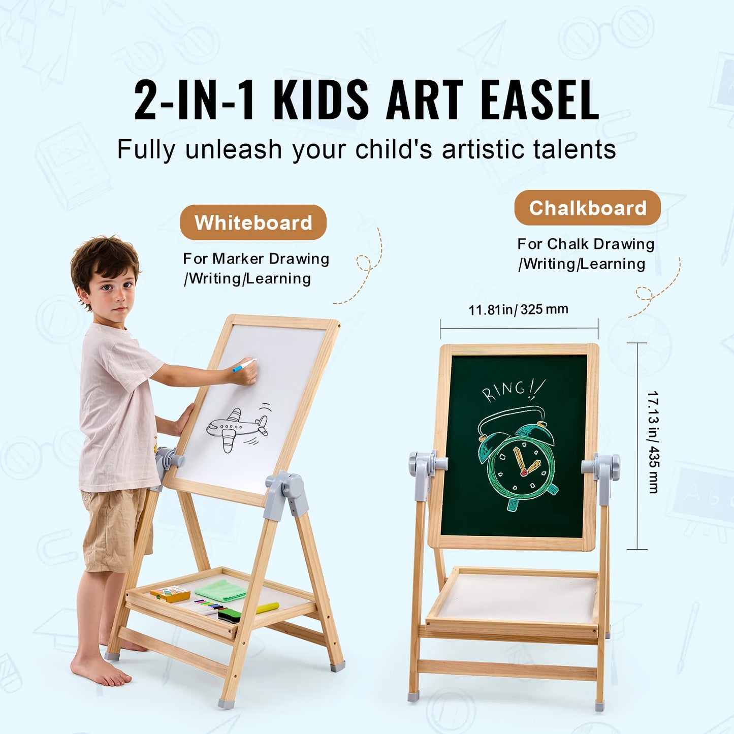 SucceBuy Standing Magnetic Drawing Board Art Easel With Painting Accessories