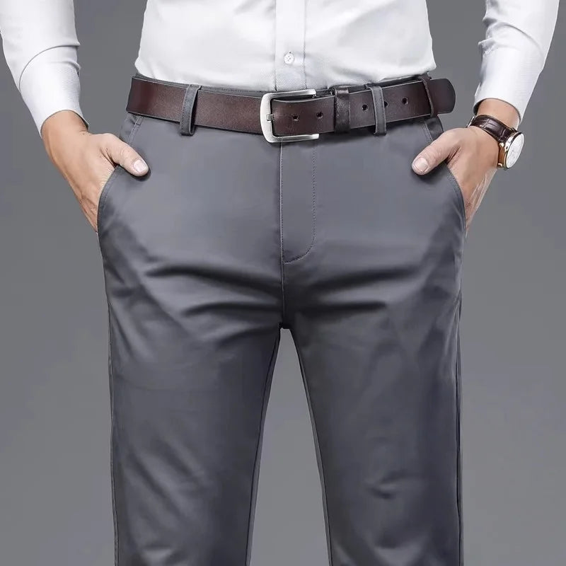 ICPANSCN Men High Waist Stretch Casual Pants Spring Summer