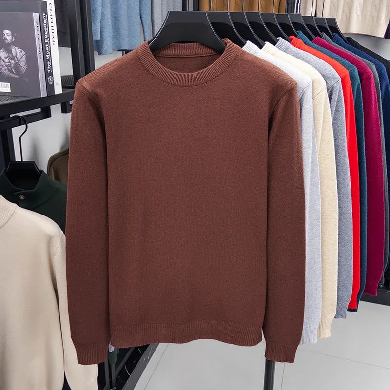 Men's Casual Knit Sweater Round Neck Diamond Pattern