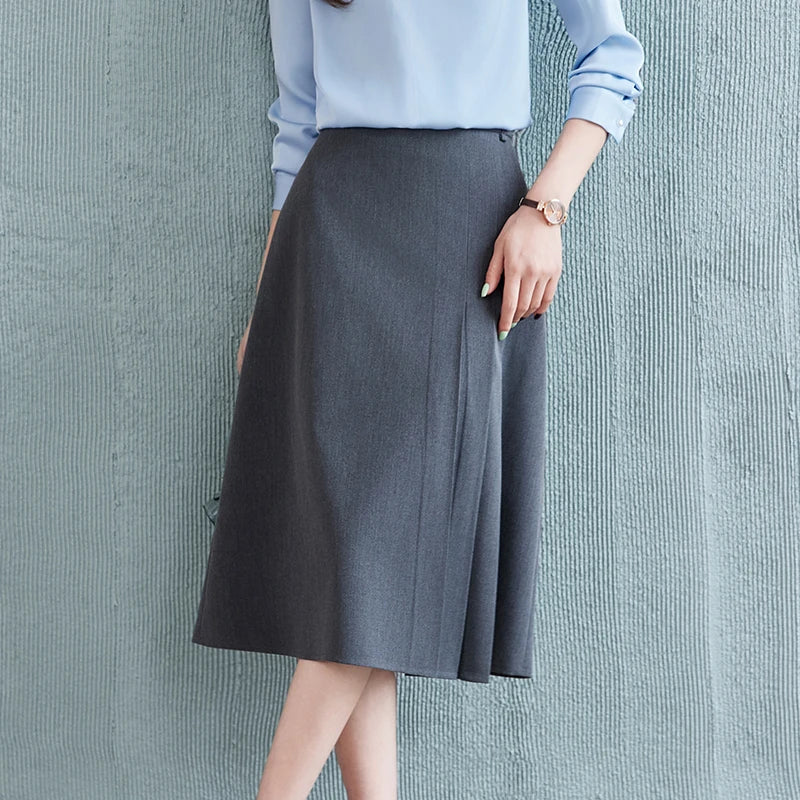 Others Blue Bow Tie Shirt Skirt Set For Professional Commuter And Interview
