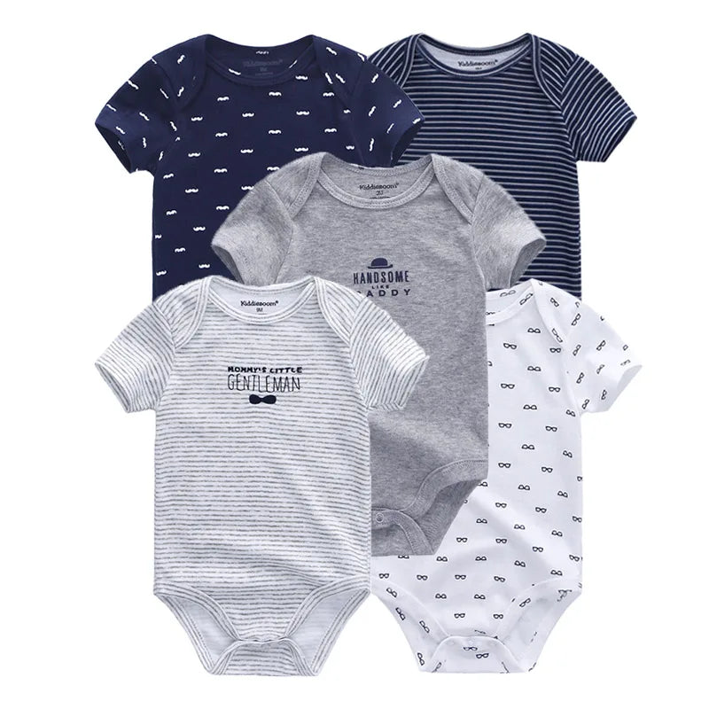 Kiddiezoom Summer 5 Piece Cartoon Bodysuits For Babies