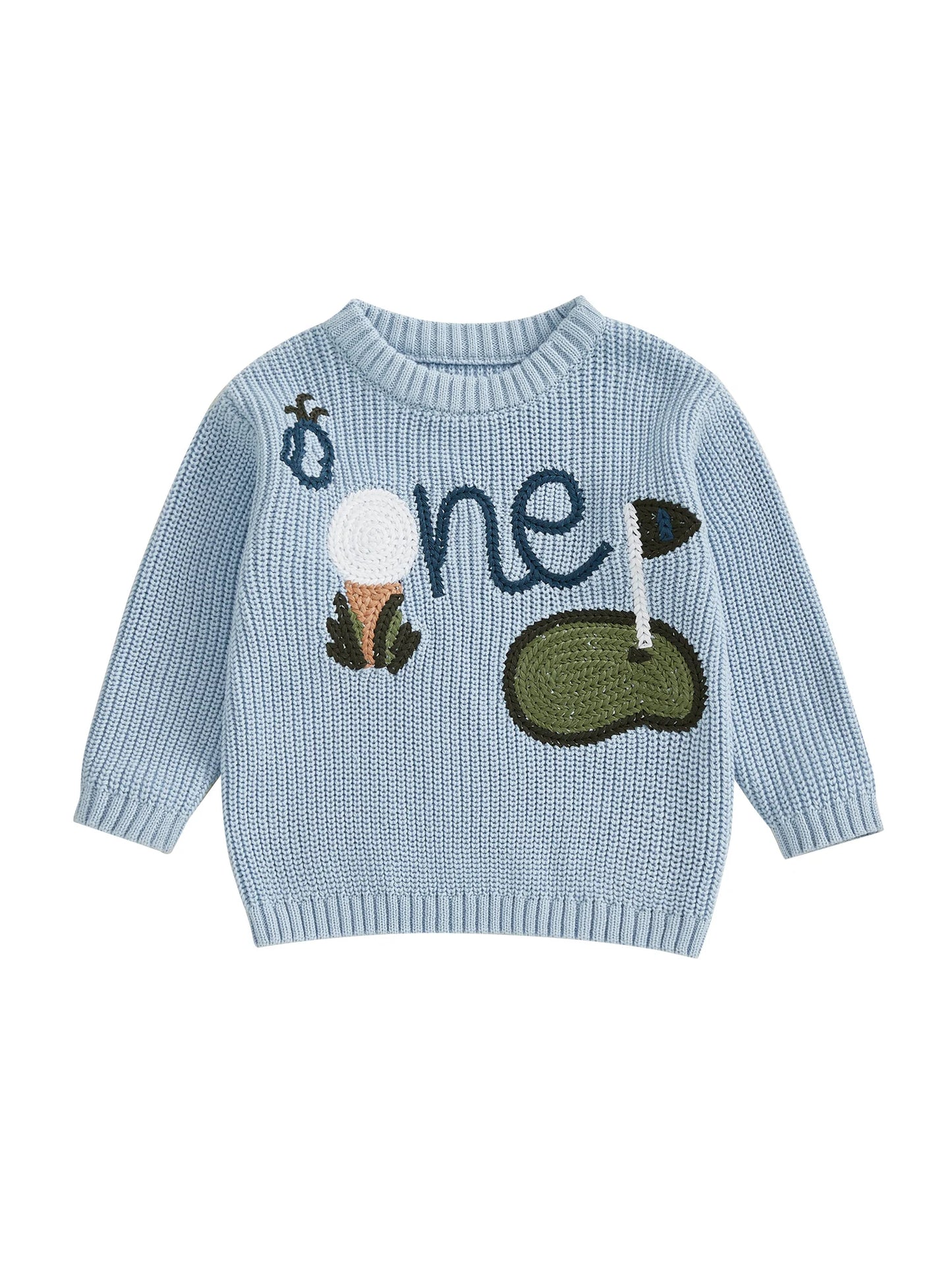 Toddler Unisex Knit Pullover Sweater Embroidered Golf Design