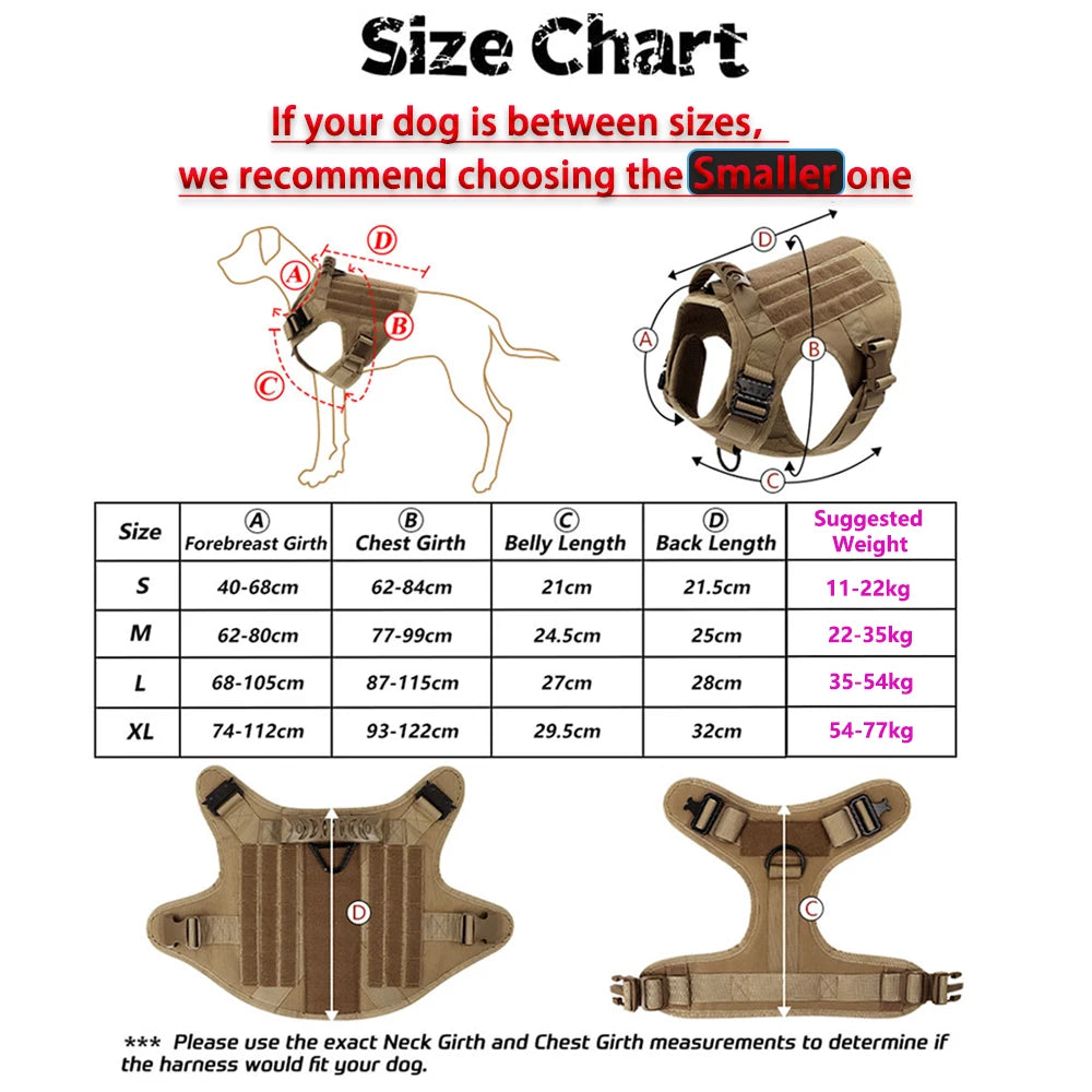 Large Military Tactical Dog Harness For Training And Hunting