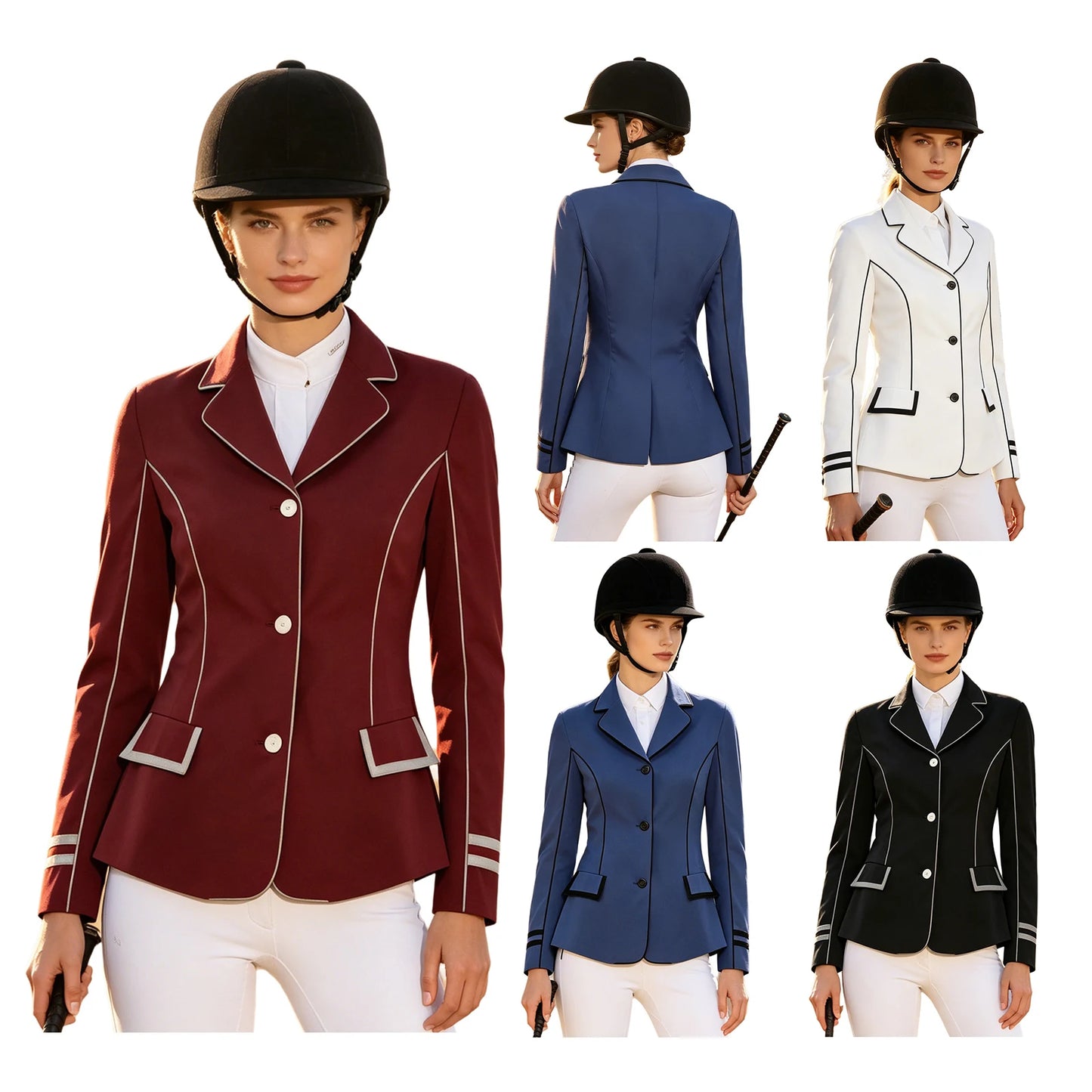 Women's Equestrian Riding Blazer With Lapel Collar Pockets