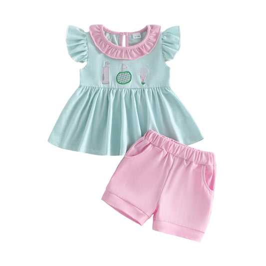 Toddler Girl 2 Piece Summer Set Striped Top Shorts
